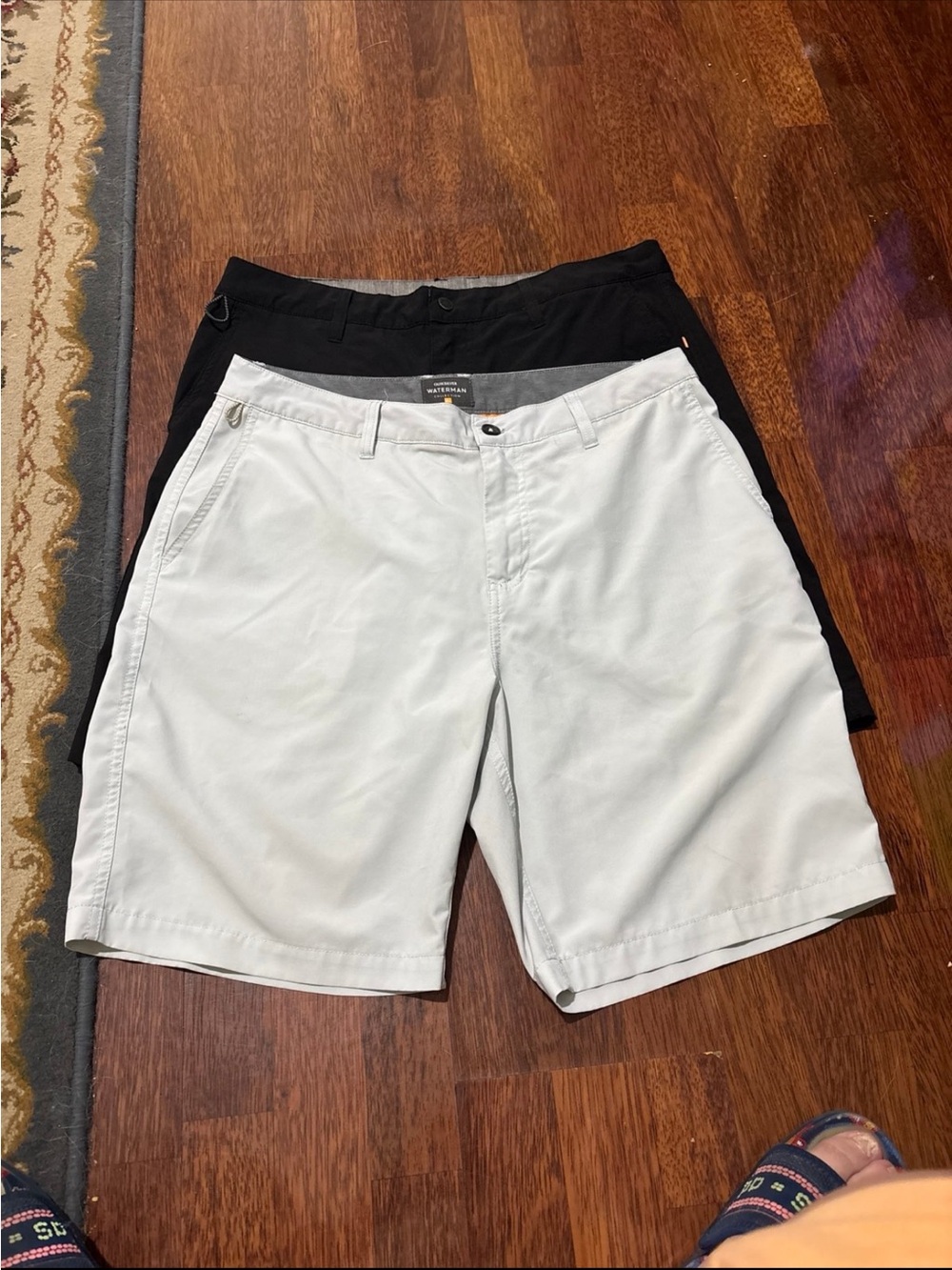 Quiksilver Men's Flat Front Shorts in White and Black